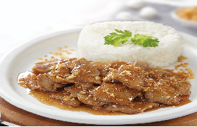 หมูทอดกระเทียม (ราดข้าว)